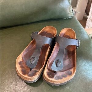 Birkenstock Black and Brown Leather Sandals
